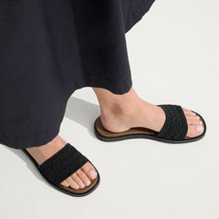 The Slide Sandal - Black Crochet